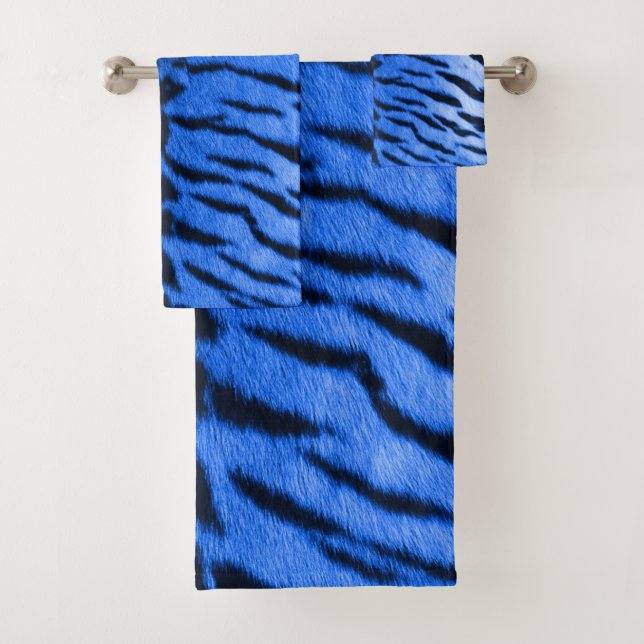 Desert Blue Tiger Skin Print Bath Towel Set (Insitu)