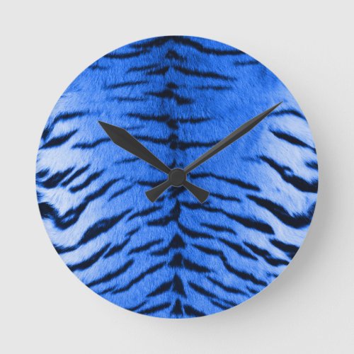 Desert Blue Tiger Skin Print Round Clock