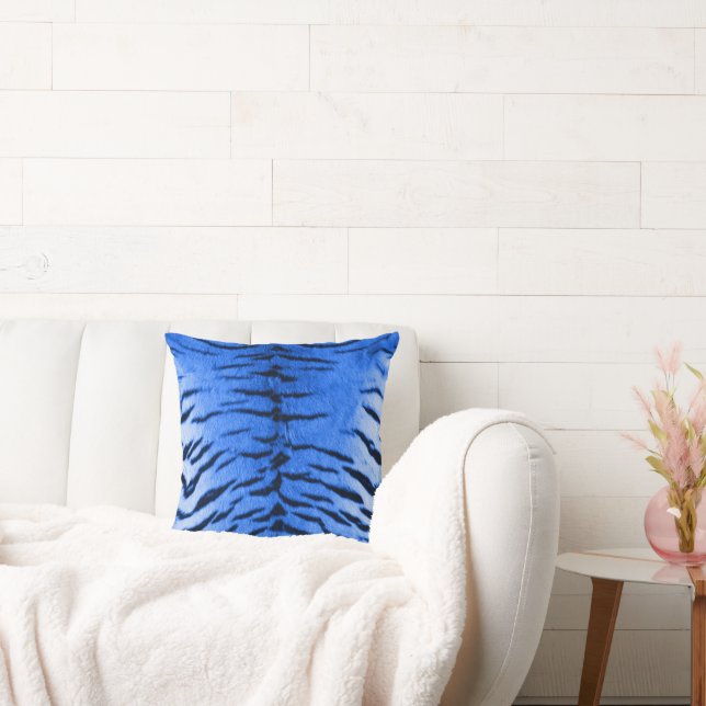 Desert Blue Tiger Skin Print Throw Pillow (Couch)