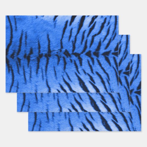 Desert Blue Tiger Skin Print Wrapping Paper Sheets