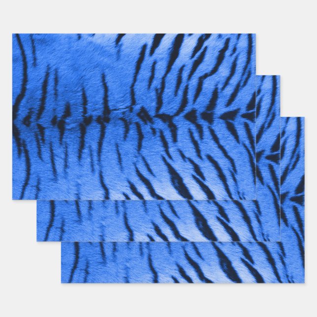 Desert Blue Tiger Skin Print Wrapping Paper Sheets (Set)