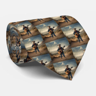 Desert Blues: A Meerkat’s Denim Guitar Jam, Neck Tie