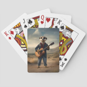 Desert Blues: A Meerkat’s Denim Guitar Jam, Poker Cards