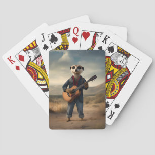Desert Blues: A Meerkat’s Denim Guitar Jam, Poker Cards