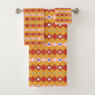 Desert Blush Modern African Terracotta Tribal Bath Towel Set