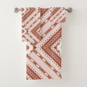 Desert Blush Modern African Terracotta Tribal Bath Towel Set