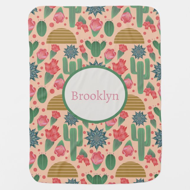 Desert Blush Pink Floral Nursery Decor-Baby Girl Baby Blanket (Front)
