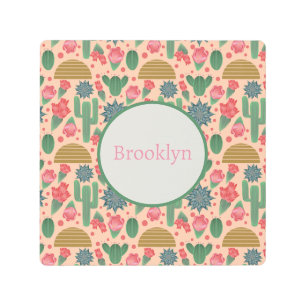 Desert Blush Pink Floral Nursery Decor-Baby Girl Metal Print