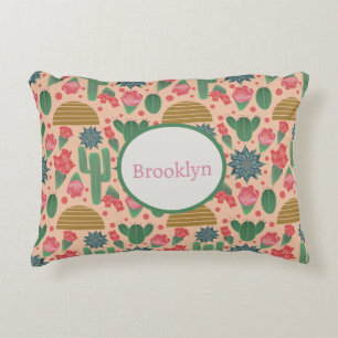 Desert Blush Pink Floral Nursery Decor-Baby Girls Accent Pillow