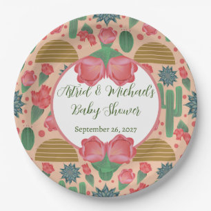 Desert Blush Pink Girl Baby Shower Paper Plates