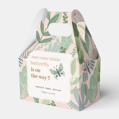 Desert Blush Retro Butterfly Garden Baby Shower Favor Boxes