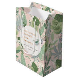Desert Blush Retro Butterfly Garden Baby Shower Medium Gift Bag