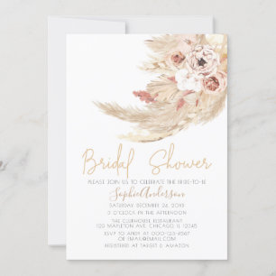 Desert Bohemian Pampas Grass Bridal Shower Invitation