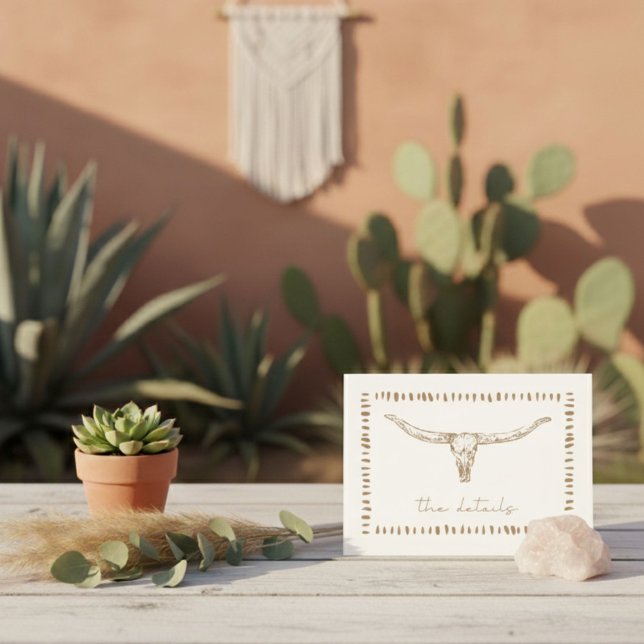 Desert Boho Cow Skull Wedding Details Enclosure Card (Desert Boho Cow Skull Wedding Details Enclosure Card)