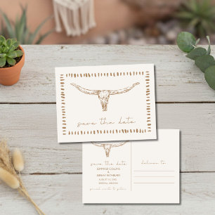 Desert Boho Cow Skull Wedding Save the Date Announcement Postcard