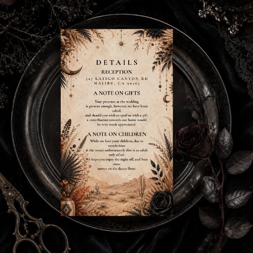 Desert Boho Goth Wedding Enclosure Card