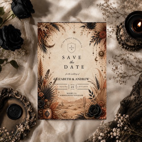 Desert Boho Goth Wedding Save The Date