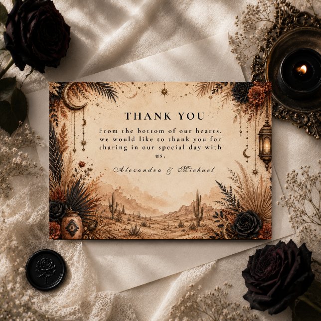 Desert Boho Goth Wedding Thank You Card (Creator Uploaded)