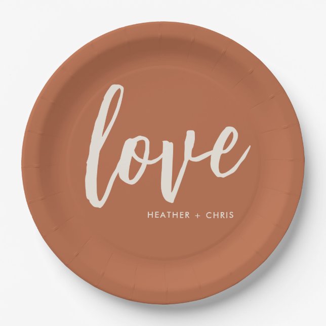 Desert Boho Love Wedding Engagement Party Paper Plates (Front)
