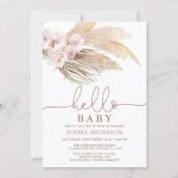 Desert Boho Pampas Grass Baby Shower Invitation