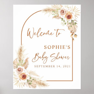 Desert Boho Pampas Grass Baby Shower Welcome Sign