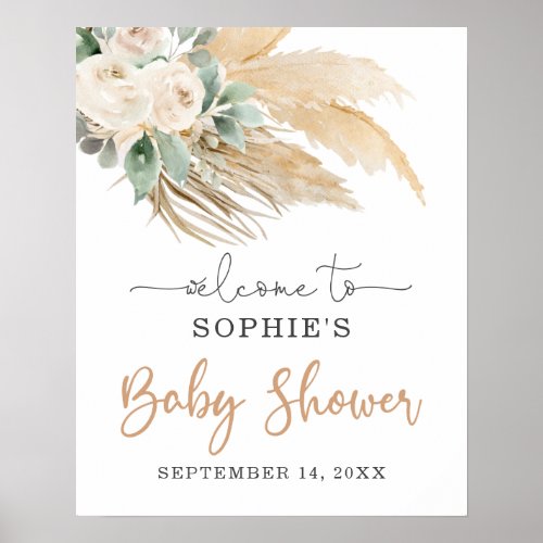  Desert Boho Pampas Grass Baby Shower Welcome sign