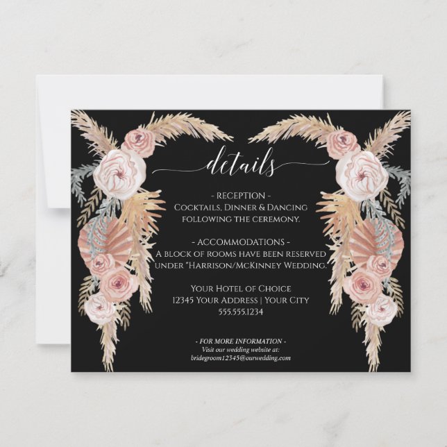 Desert Boho Pampas Grass Floral n Foliage Wedding Invitation (Front)