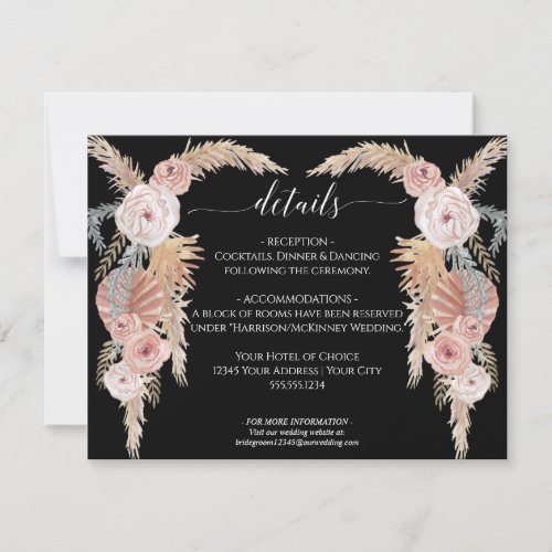 Desert Boho Pampas Grass Floral n Foliage Wedding Invitation