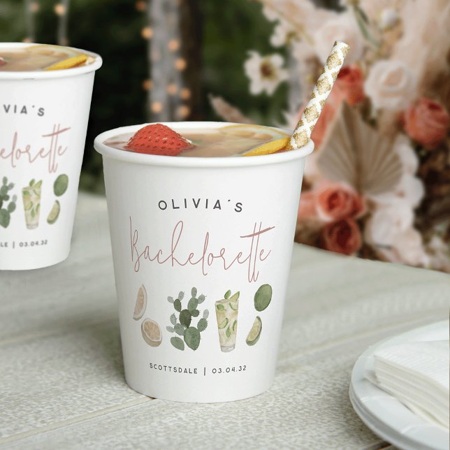 Desert Boho Personalized Bachelorette Party Paper Cups (Creator Uploaded)