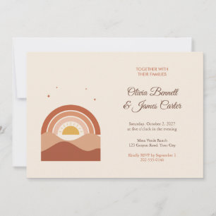 Desert Boho Sun Terracotta Wedding Invitation