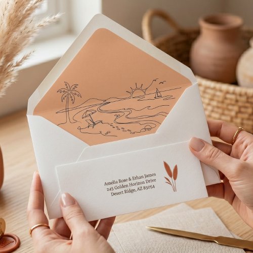 Desert Boho Viral classic wedding Invitation Envelope Liner