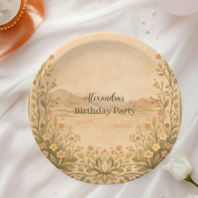 Desert Botanical Birthday Paper Plates (Creator Uploaded)