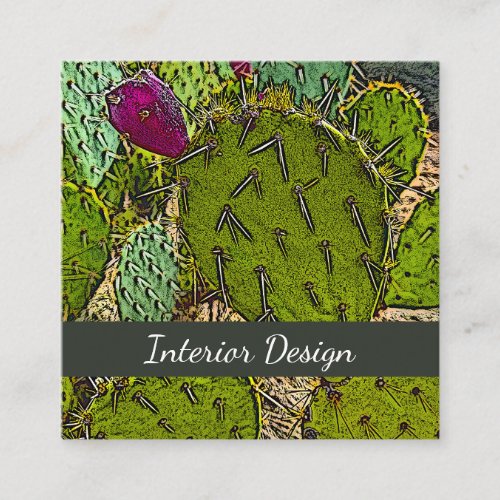 Desert Botanical Cactus Interior Designer Square Business Card