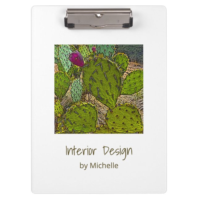 Desert Botanical Cactus Succulent  Clipboard (Front)