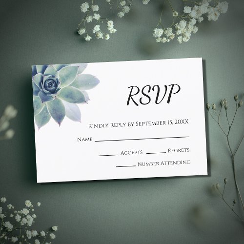 Desert Botanical Elegant Succulent Wedding  RSVP Card