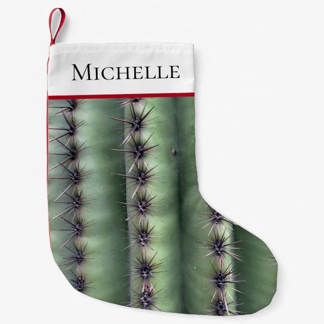 Desert Botanical Green Cactus Small Christmas Stocking (Front)