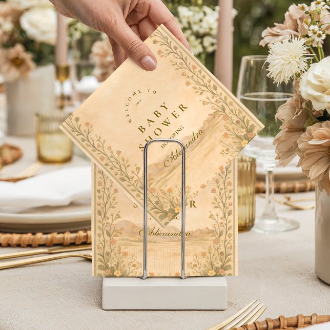 Desert Botanical Neutral Florals Baby Shower Napkins (Creator Uploaded)