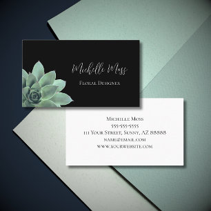 Desert Botanical Succulent Black White Elegant Business Card