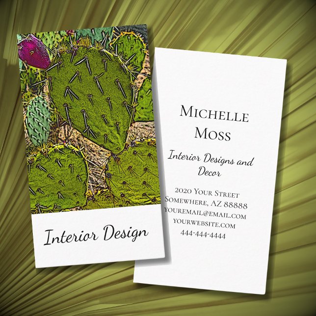Desert Botanical Succulent Cactus Interior Design Business Card (Creator Uploaded)