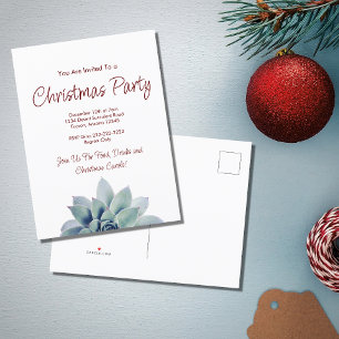 Desert Botanical Succulent Christmas Party Invitation Postcard