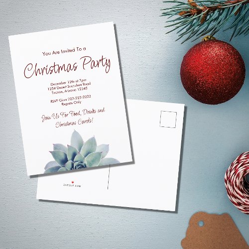 Desert Botanical Succulent Christmas Party   Invitation Postcard