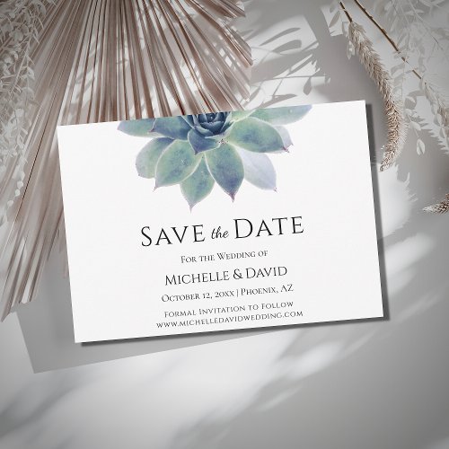 Desert Botanical Succulent Elegant Wedding  Save The Date