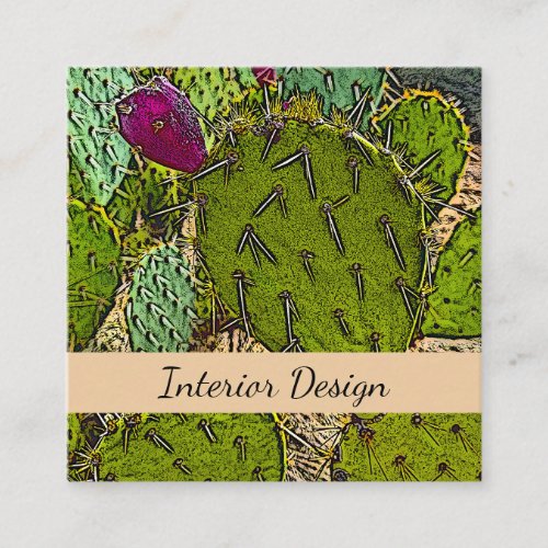 Desert Botanical Succulent Interior Designer Square Business Card