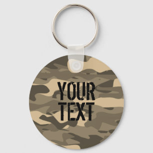 Desert brown camo army camouflage personalized keychain