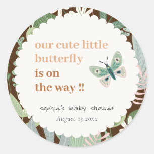 Desert Brown Retro Butterfly Garden Baby Shower Classic Round Sticker