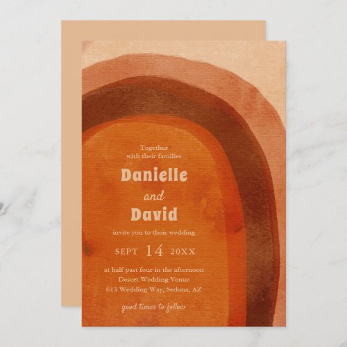 Desert Burnt Orange Boho Arch Modern Wedding Invitation