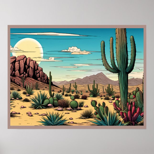 Desert Butte Mesa Graphic Art Landscape Poster (Front)