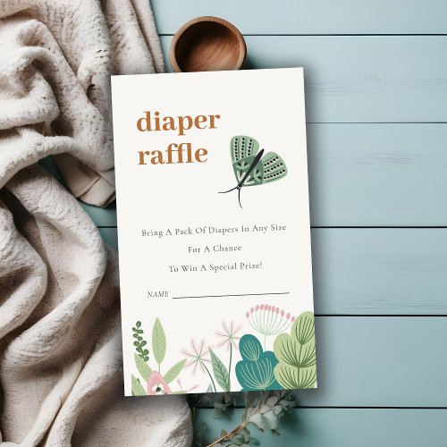 Desert Butterfly Garden Diaper Raffle Baby Shower Enclosure Card
