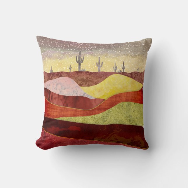 Desert Cacti Landscape Throw Pillow (Front)