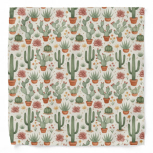 Desert Cacti Succulent Seamless Pattern Bandana